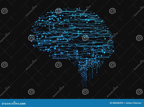 Futuristic Cyber Brain Stock Vector Illustration Of Brain 80048395