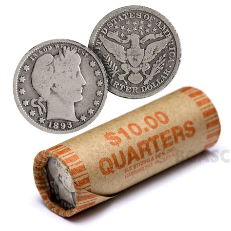 Buy 90 Silver Barber Quarter Roll 40 Coins 90 Percent Silver 90