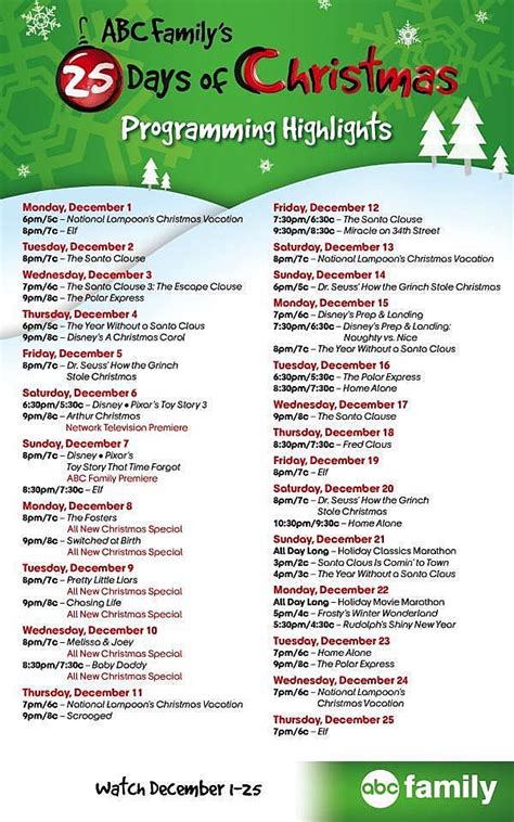 ABC Family’s 25 Days of Christmas TV Schedule