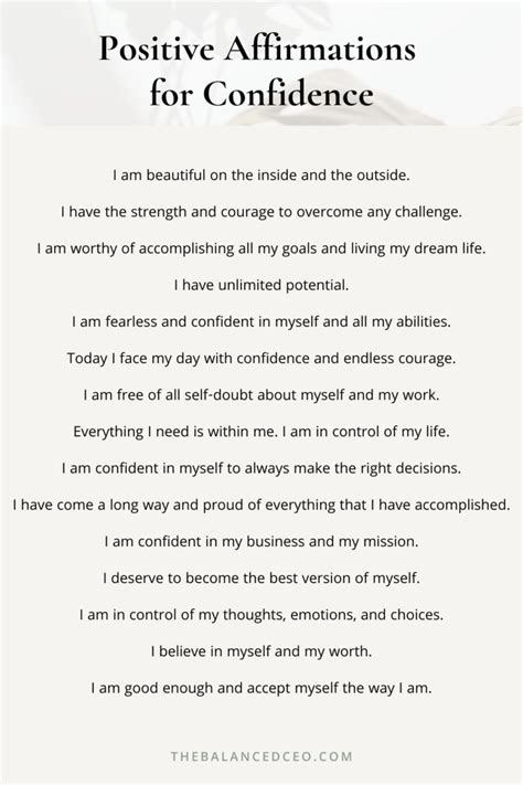 30 Positive Affirmations For Confidence And Success The Balanced CEO