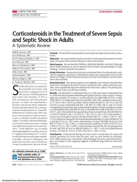 Corticosteroids In The Treatment Of Severe Sepsis And Septic Shock In