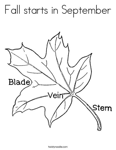 Fall Starts In September Coloring Page Twisty Noodle