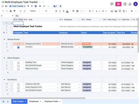 Multi Employee Task Tracker Template