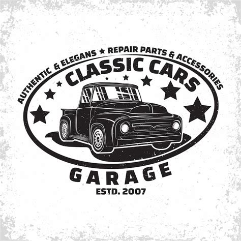 Premium Vector | Hot rod garage logo design, emblem of muscle car ...