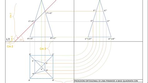 Proiezioni Ortogonali Di Un Piramide A Base Quadrata Sezionata Con