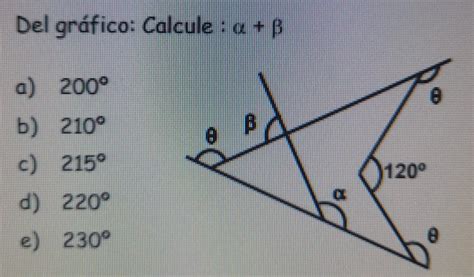 Del gráfico Calcule α ß a 200 b 210 c 215 d 220 e 230 B