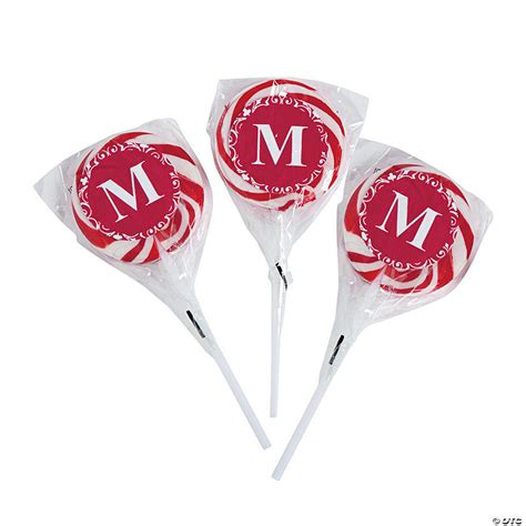 Personalized Red Monogram Swirl Lollipops Oriental Trading