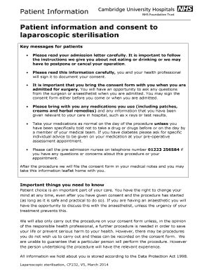 Fillable Online Cuh Org Laparoscopic Sterilisation Cuh Org Fax Email