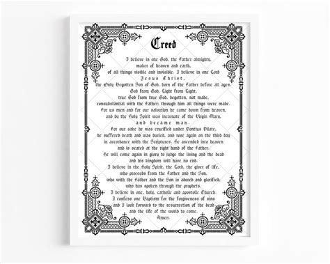 Creed Printable Prayer Nicene Creed Wall Art Instant Download Pdf Etsy