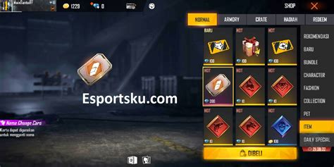 Cara Mendapatkan Change Name Card Free Fire Ff Esportsku