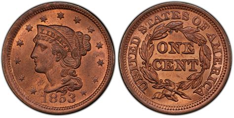 1853 1C Newcomb 25 RD Regular Strike Braided Hair Cent PCGS CoinFacts