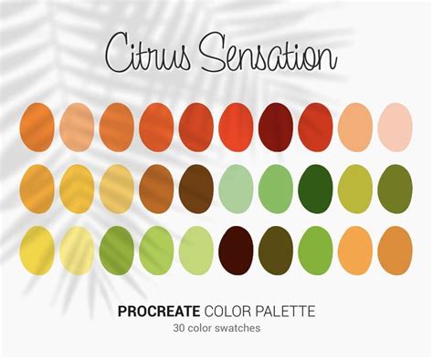 Procreate Color Palette Citrus Sensation Desk Planners Weekly