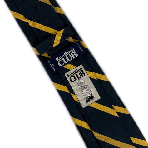 Navy Blue And Yellow Striped Silk Regimental Tie Knotting Club