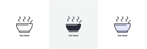 Hot Food Icon Line Solid And Filled Outline Colorful Version Outline And Filled Vector Sign