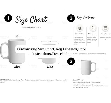 Mug Size Chart Cup Size Chart Mug Mockup 11oz 15oz Mug Size Chart Mug