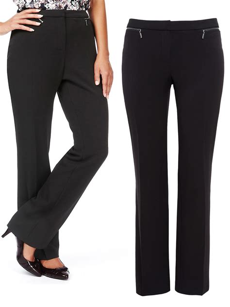 Marks And Spencer Mand5 Black 2 Way Stretch Straight Leg Zip Pockets