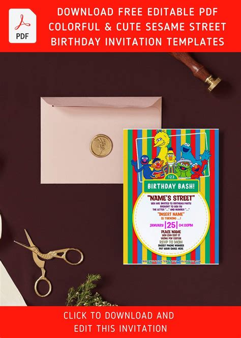 Download Now Free Editable Pdf Perfect Everyday Sesame Street Birthday Invitation Templates