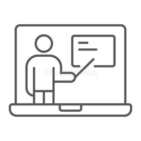Distance Education Line Icon E Learning Stock Vector Illustration Of