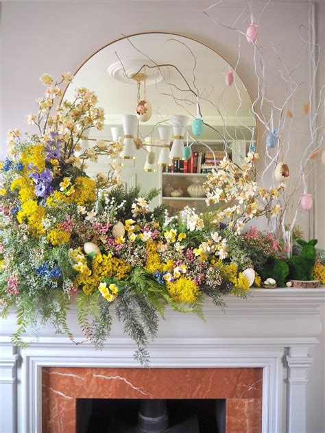 Spring Mantel Floral Garland Decor Idea Using Faux Flowers Melanie