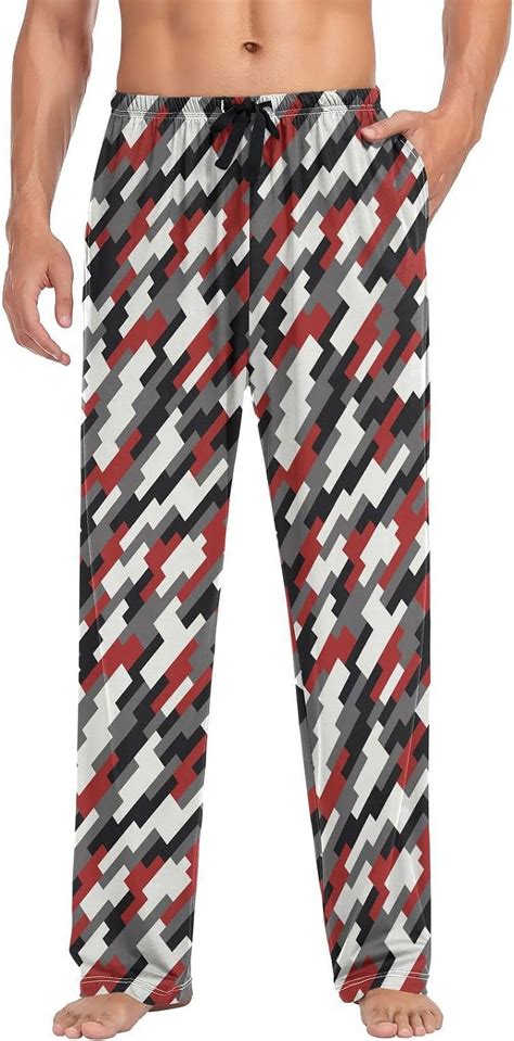 Freeamg Geometric Camo Texture Pajama Pants For Men Men S Separate Bottoms Pure Cotton