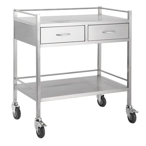 Stainless Steel Double Trolley Two Drawer Side By Side Pacific Medical