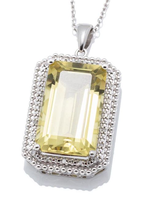 Lemon Quartz And Diamond Pendant Necklace Pendantslockets Jewellery