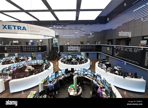 Large trading hall of the Frankfurt Stock Exchange, Deutsche Boerse AG ...