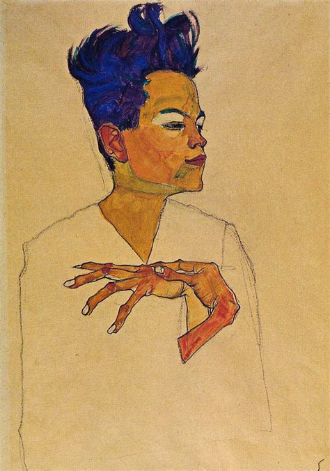 Self Portrait With Hands On Chest Egon Schiele 1910 Egon Schiele