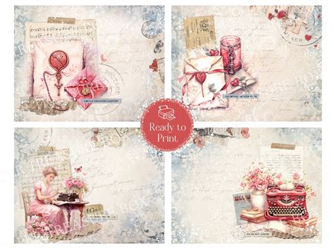 Vintage Love Letters Printable Journal Pages Romantic Digital Paper