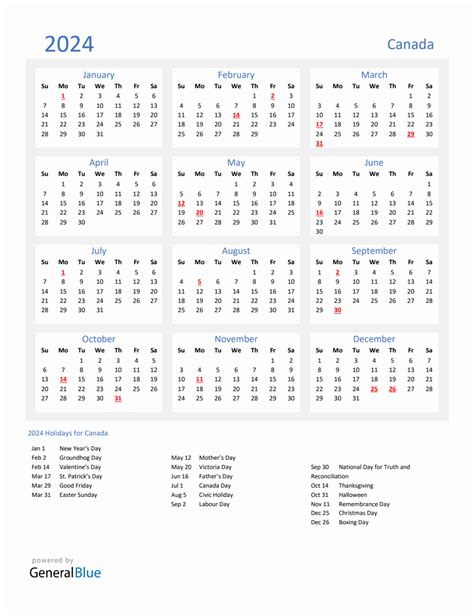 2024 2024 Calendar Canada Printable Pdf Abby Raychel