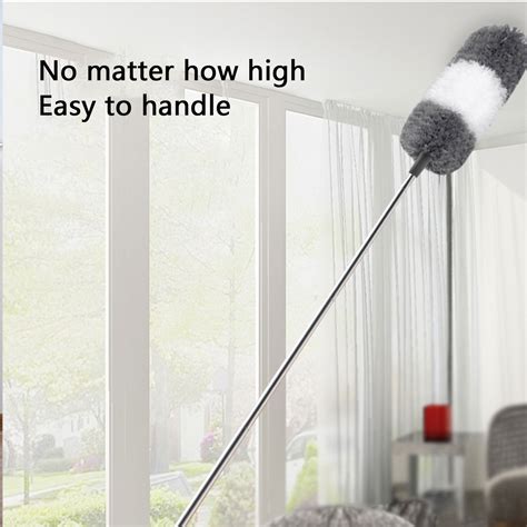 Jubipavy Duster With Extension Pole Stainless Steel 100 In Extra Long Microfiber And Domed