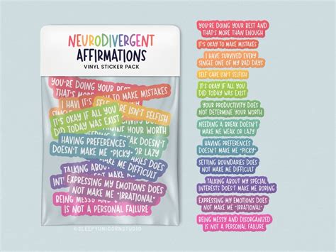 Neurodivergent Affirmations Sticker Pack Mental Health Etsy