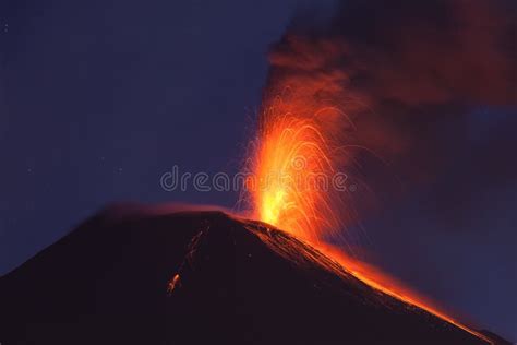 Tungurahua Volcano Powerful Night Eruption Stock Photo - Image of exploding, night: 61378202