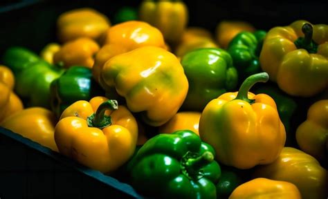 Premium AI Image | yellow and green peppers in the grocery