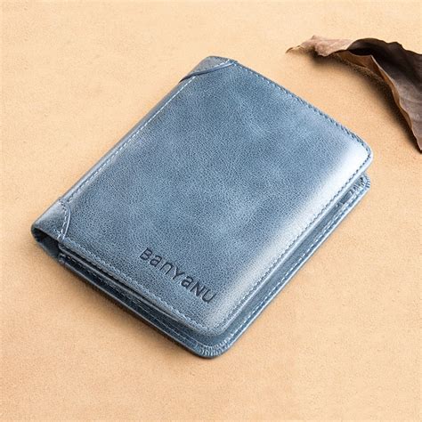 Billeteras Rfid De Cuero Genuino Para Hombre Cartera Vintage Fina