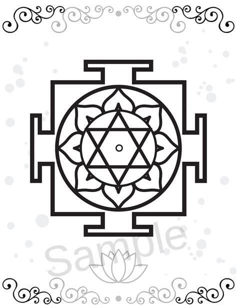 Hoja Para Colorear Lakshmi Yantra Paquete Educativo Descarga Digital