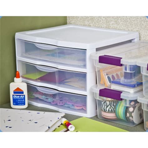 Sterilite Corporation 3 Pack 3 Drawers White Stackable Plastic Storage