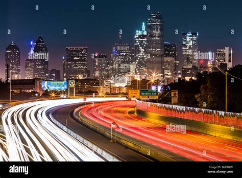 Dallas skyline by night Stock Photo - Alamy