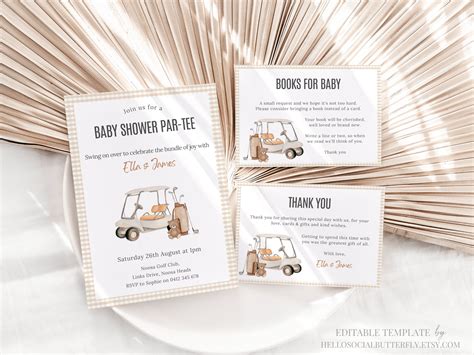 EDITABLE Golf Baby Shower Invitation Bundle Lets Par Tee Baby Etsy