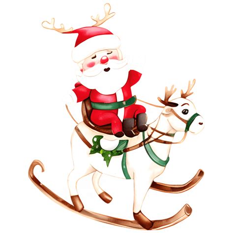 Santa Claus Riding A Sleigh Pulled By Reindeer Creative Fabrica