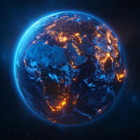 Earth Globe Glowing Light Map Premium Ai Generated Image