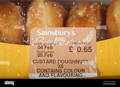 Pack Of Sainsburys Custard Doughnuts Stock Photo Alamy