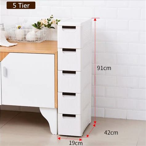 5 Tire Rolling Cart Organizer Unit With Wheels Narrow Slim Container Storage Cabinet For