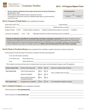 Fillable Online Umanitoba Progress Report Form Umanitoba