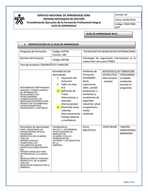 Servicio Nacional De Aprendizaje Sena Sistema Integrado De Gesti N