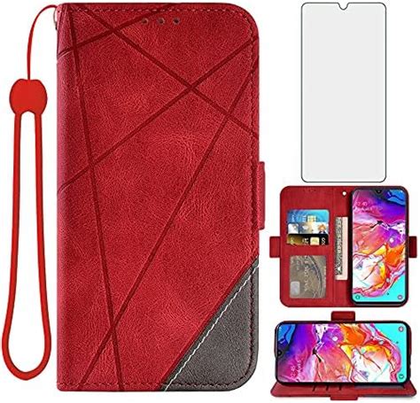 Asuwish Compatible With Samsung Galaxy A70 Wallet Case And Tempered Glass Screen