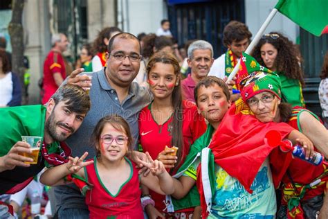 Portuguese Fans During Video Translation Of The Football Match Portugal