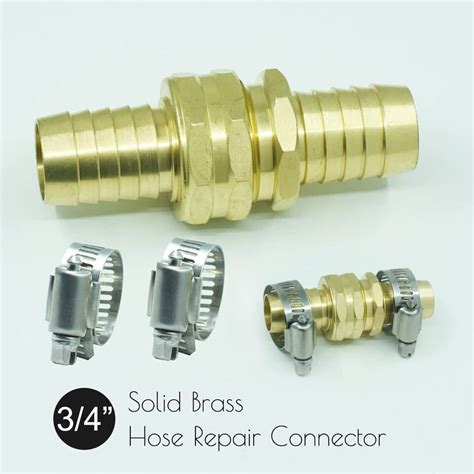 PLG Brass 3 4 Hose Repair Connector With Clamps Male And Female