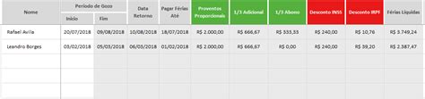 Planilha De Controle De Ferias