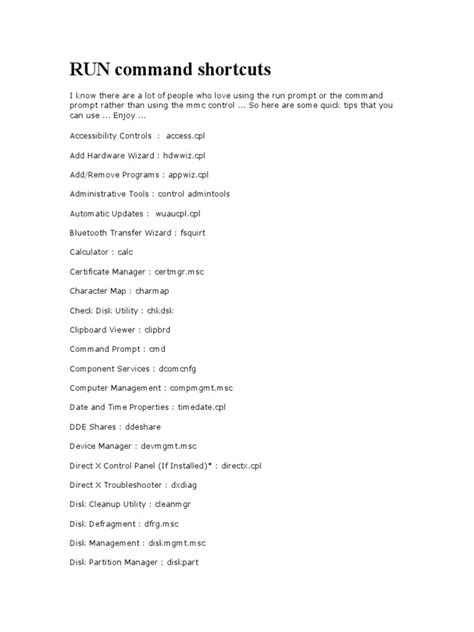 Shortcut Keys For Run Commands Windows Registry Group Policy